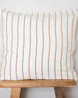 caramel stripe linen cushion