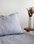 Chambray stripe linen bed