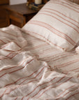 rust stripe linen sheets