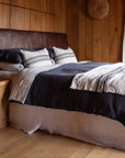 midnight blue linen bed
