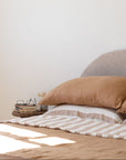 Hazelnut and Stripe reversible linen bedding