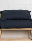 Midnight Blue 100% Pure French Flax Linen Pillowcase
