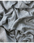 Charcoal stripe 100% Pure French Flax Linen Flat Sheet