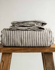 Charcoal stripe 100% Pure French Flax Linen Flat Sheet