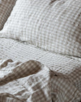 Natural Gingham 100% Pure French Flax Linen Flat Sheet