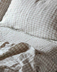 Natural Gingham 100% Pure French Flax Linen Pillowcase