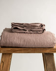 Dusky Pink 100% Pure French Flax Linen Flat Sheet