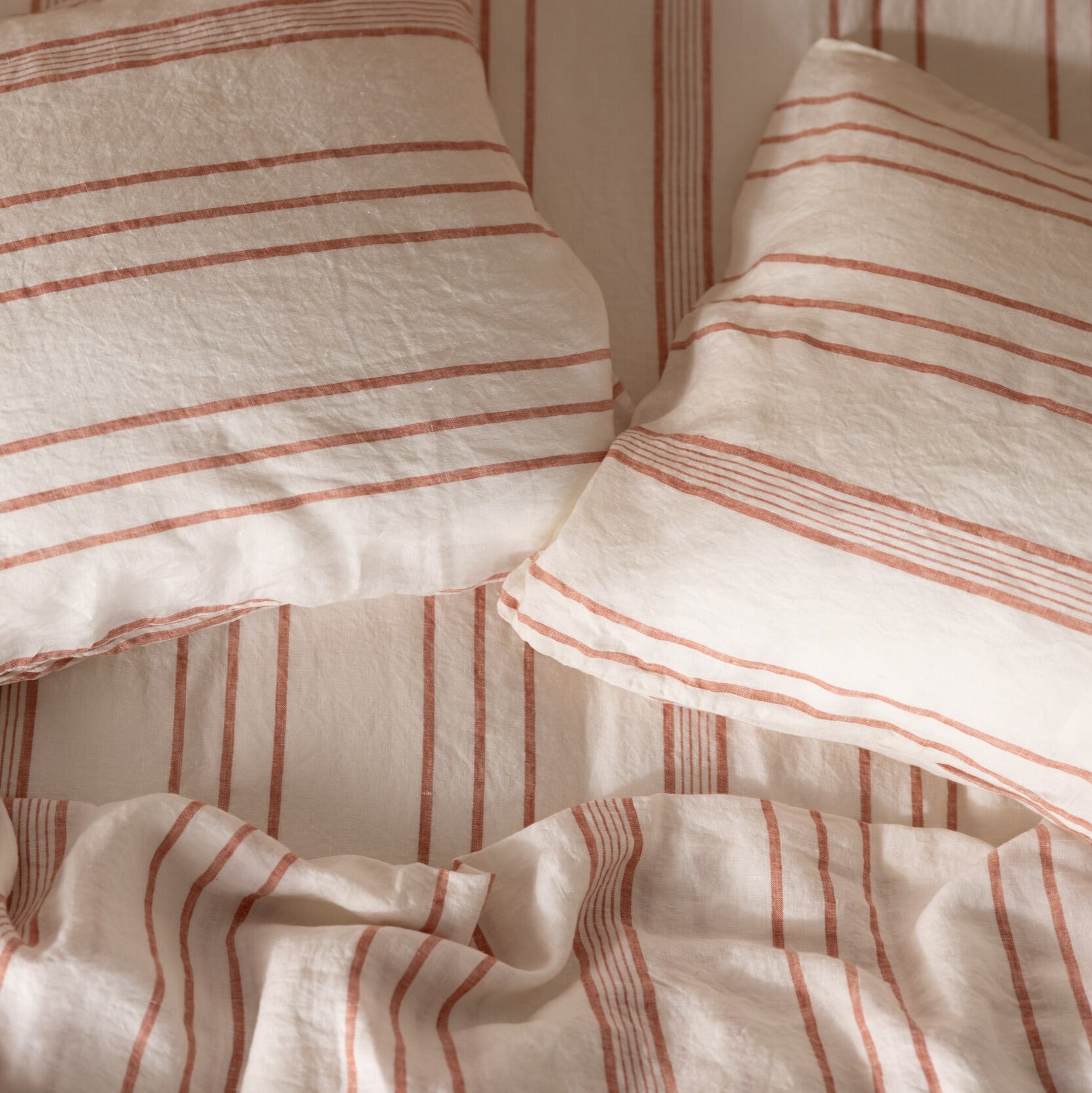 rust stripe linen pillowcases