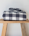 Ink Grid Linen Fitted Sheet