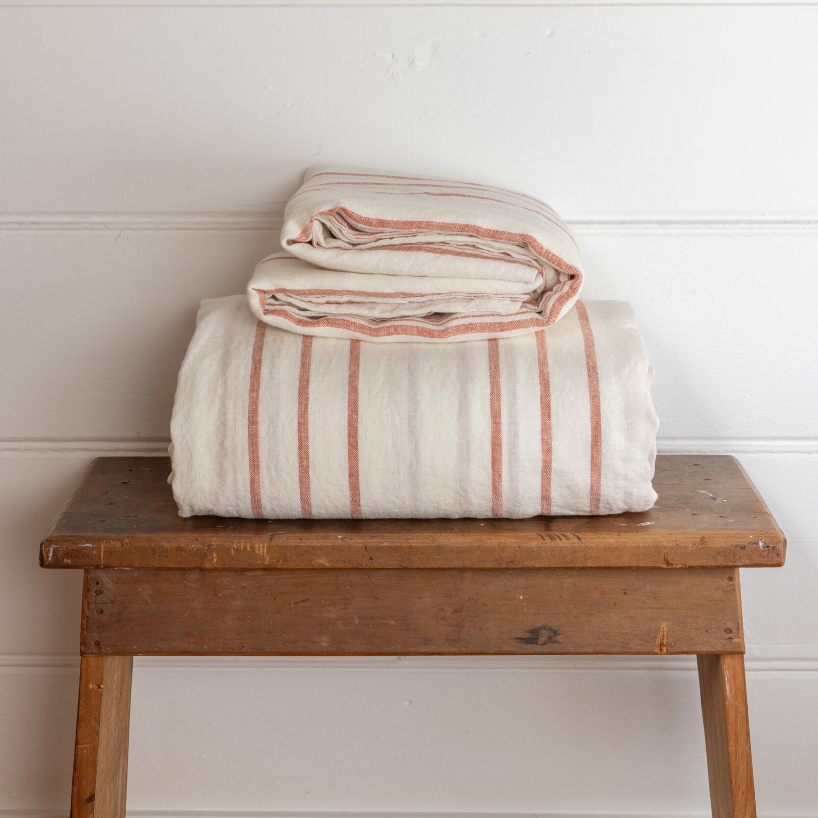 rust stripe linen sheets