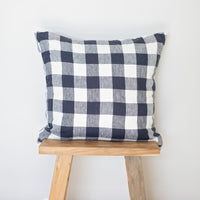 Ink Grid Linen Cushion Cover