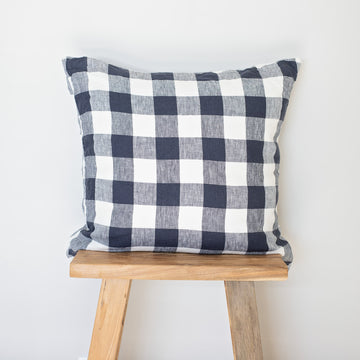 Ink Grid Linen Cushion Cover