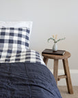 Ink grid linen duvet cover