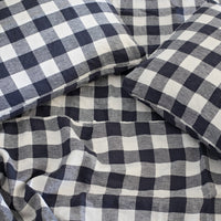 Ink grid linen duvet cover