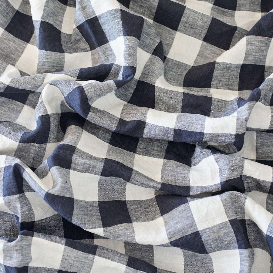 Ink grid linen duvet cover