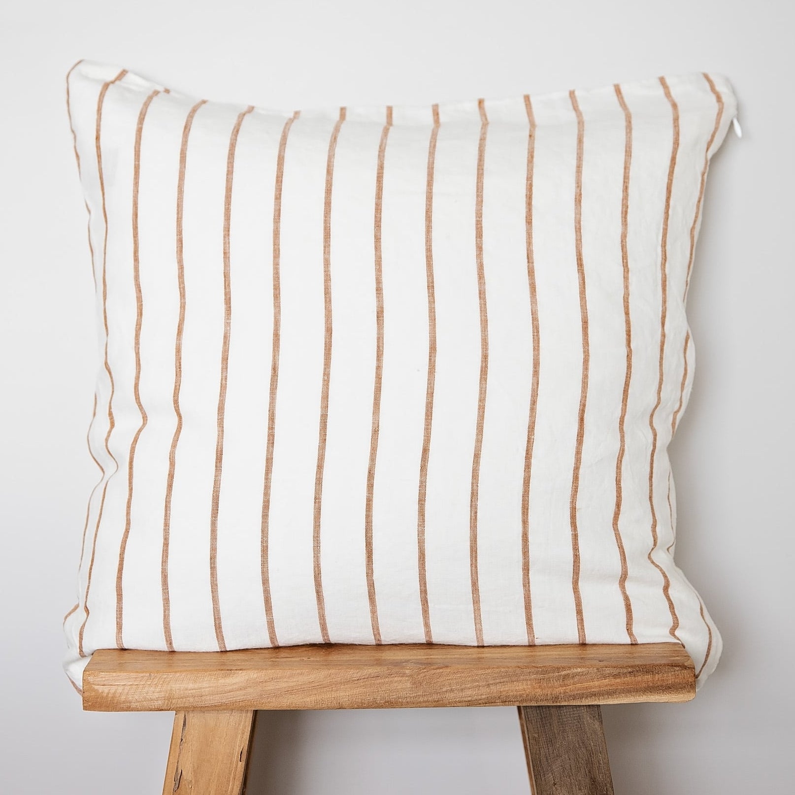 caramel stripe linen cushion