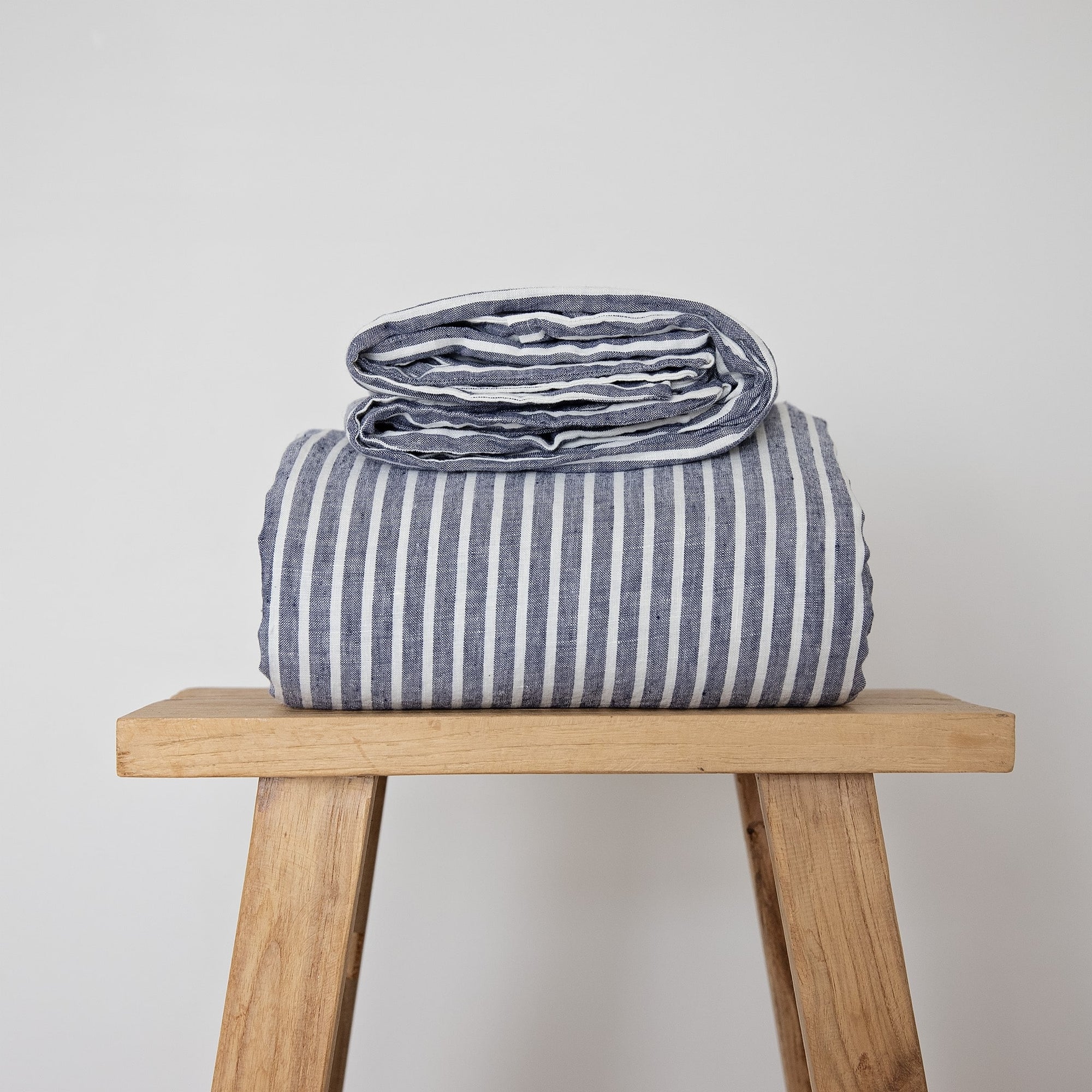 Chambray stripe linen sheets