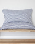 Chambray stripe linen pillowcases