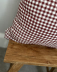 Mulberry gingham linen cushion cover