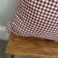 Mulberry gingham linen cushion cover