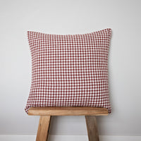 mulberry gingham linen cushion cover