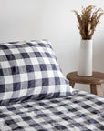 Ink Grid Linen Duvet Cover