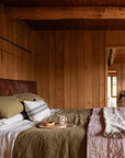 Olive linen bedding 
