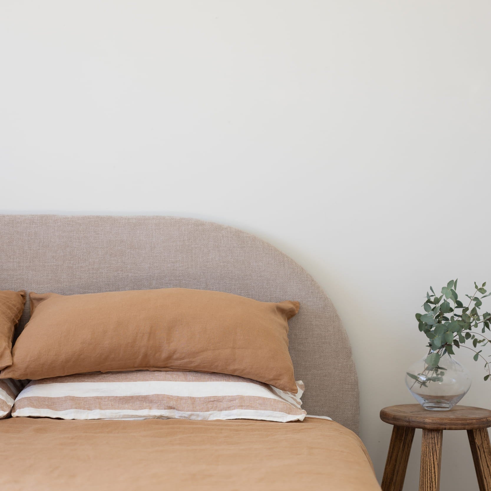Hazelnut bedding with Hazelnut Stripe pillowcases, linen 