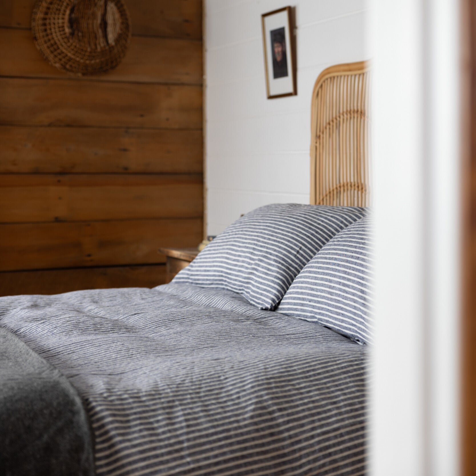 Chambray stripe and denim linen