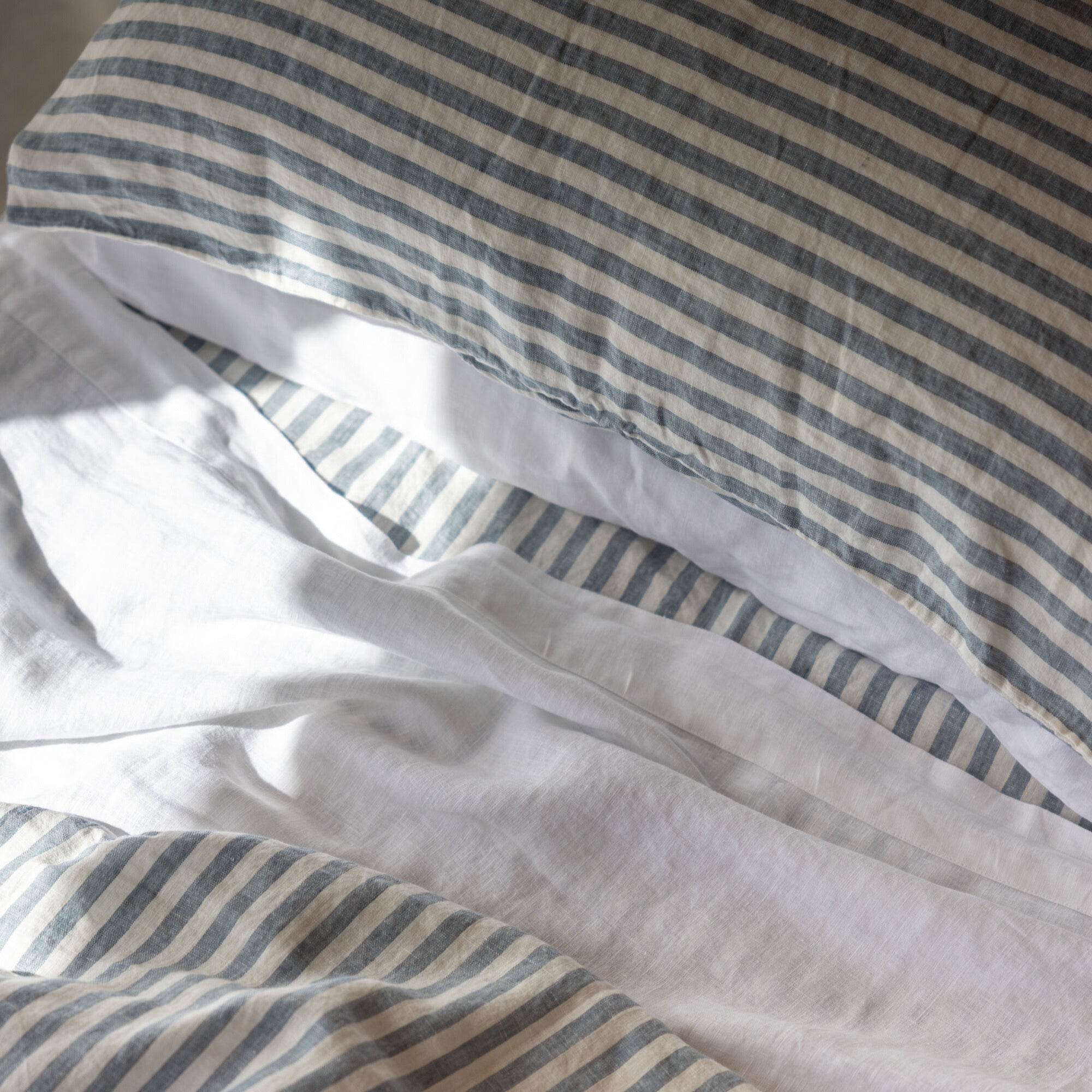 Ocean stripe pure linen bedding
