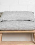 Charcoal stripe 100% Pure French Flax Linen Pillowcase