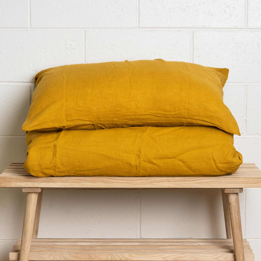 Mustard 100% Pure French Flax Linen Pillowcase