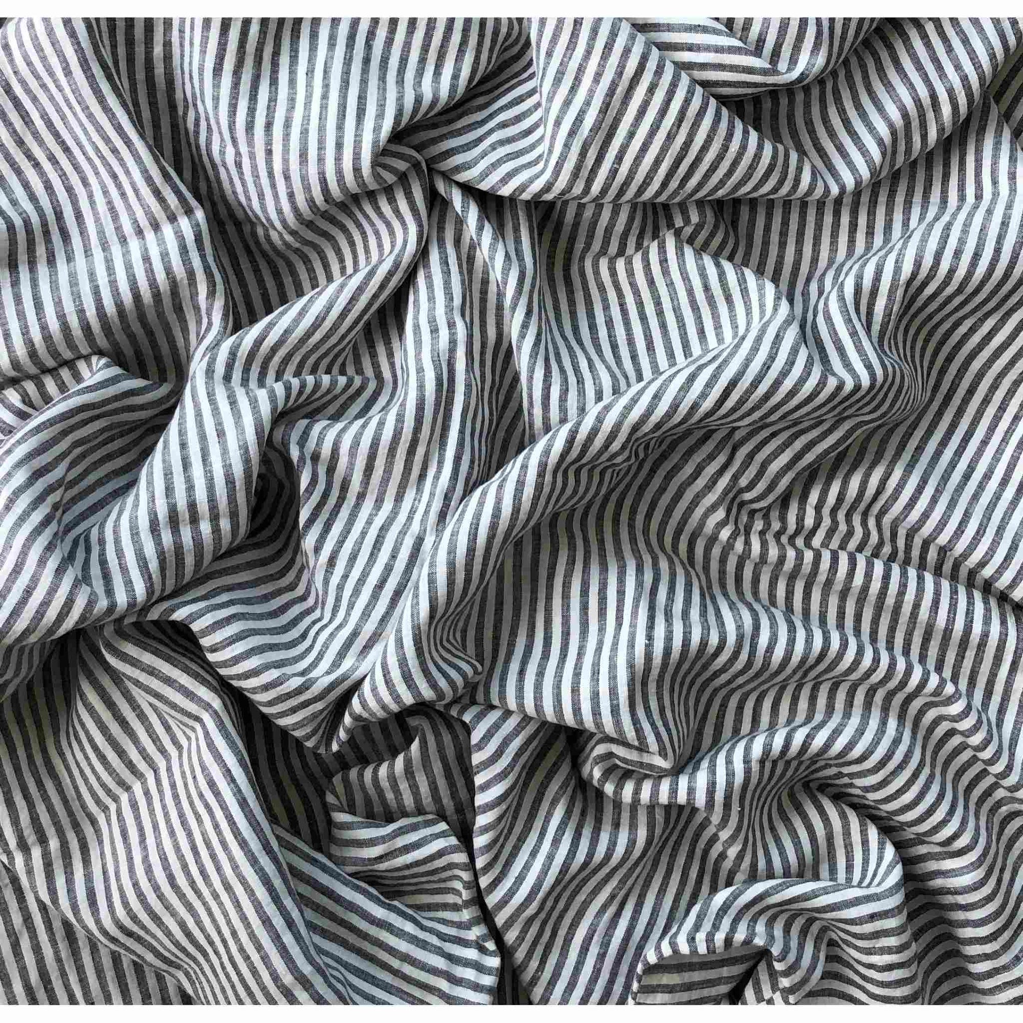 Charcoal stripe 100% Pure French Flax Linen Fitted Sheet