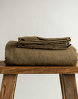 Olive 100% Pure French Flax Linen Flat Sheet