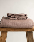 Dusky Pink 100% Pure French Flax Linen Fitted Sheet