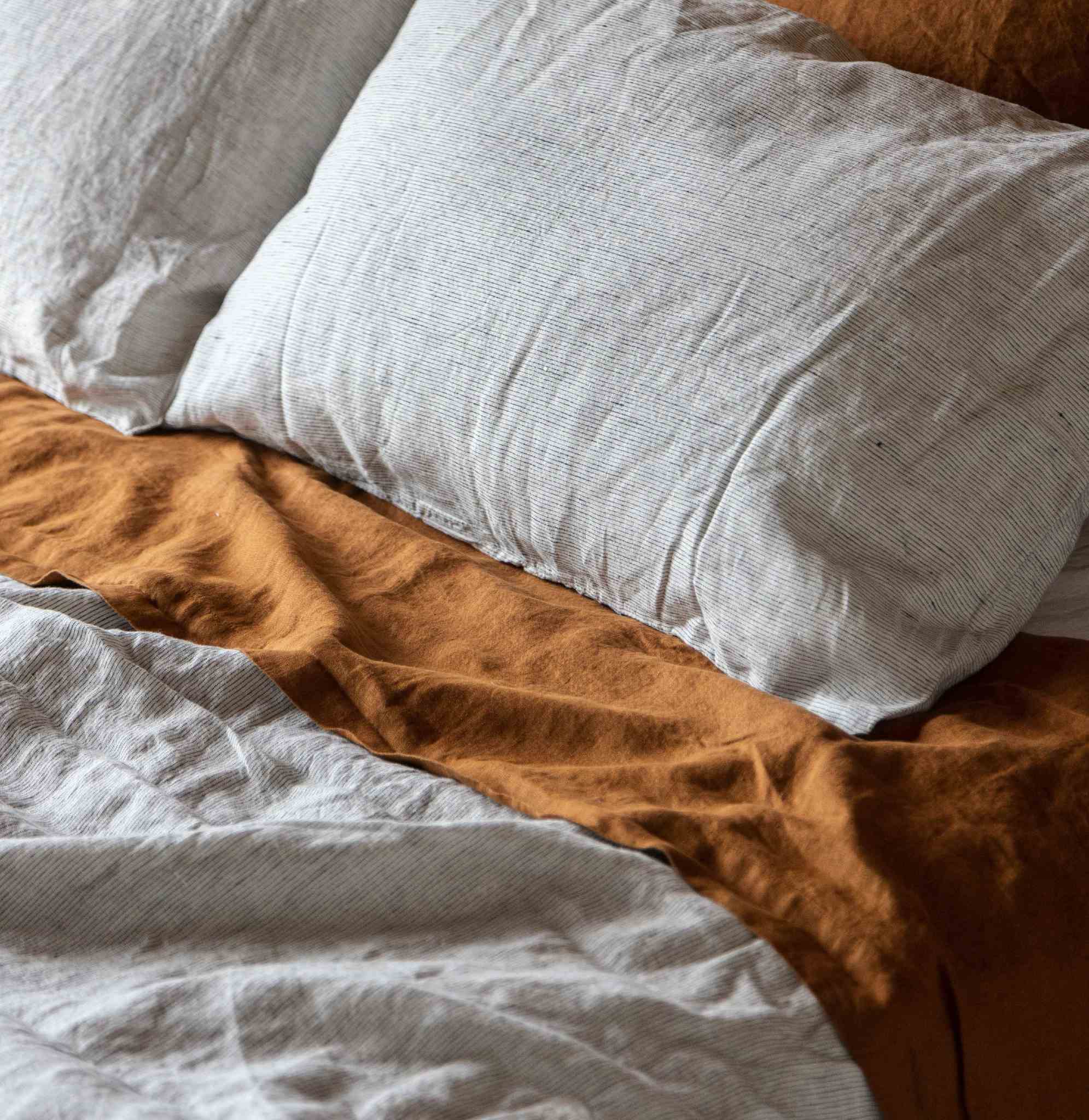 Pinstripe 100% Pure French Flax Linen Duvet Cover