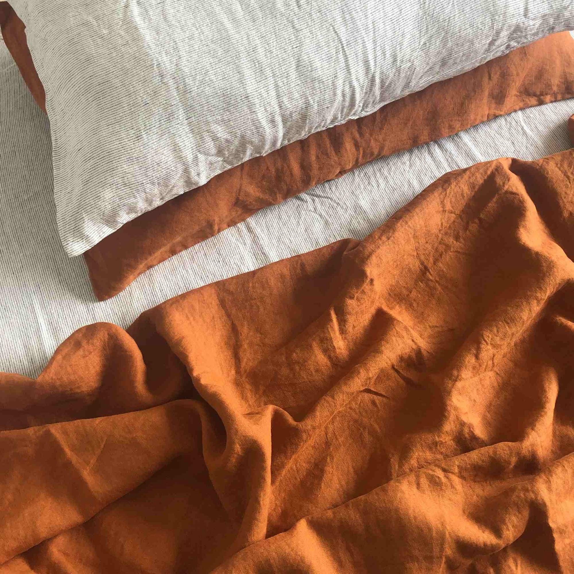 Rust 100% Pure French Flax Linen Duvet Cover