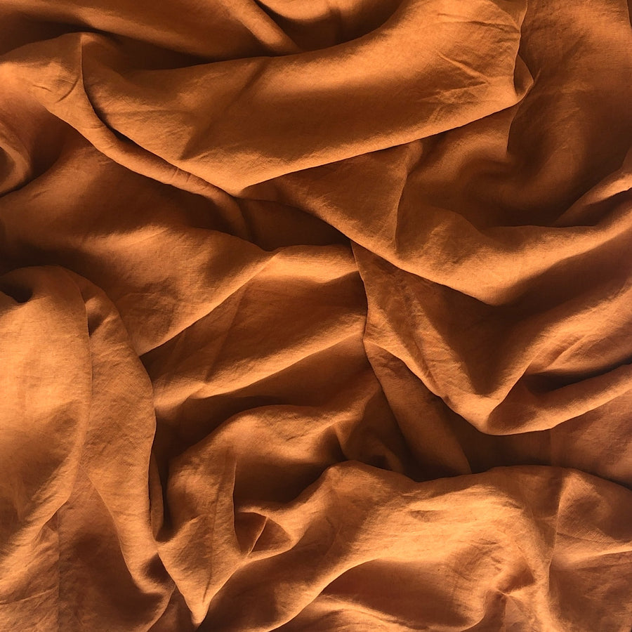 Rust 100% Pure French Flax Linen Fitted Sheet