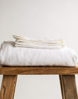 White 100% Pure French Flax Linen Fitted Sheet